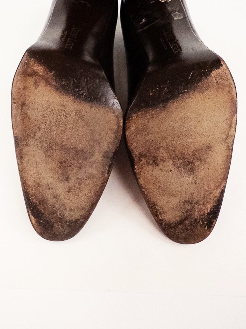 Ralph Lauren Purple Label Brown Black Cap Toe Pumps Block Heel Sz 8.5 - Picture 7 of 10